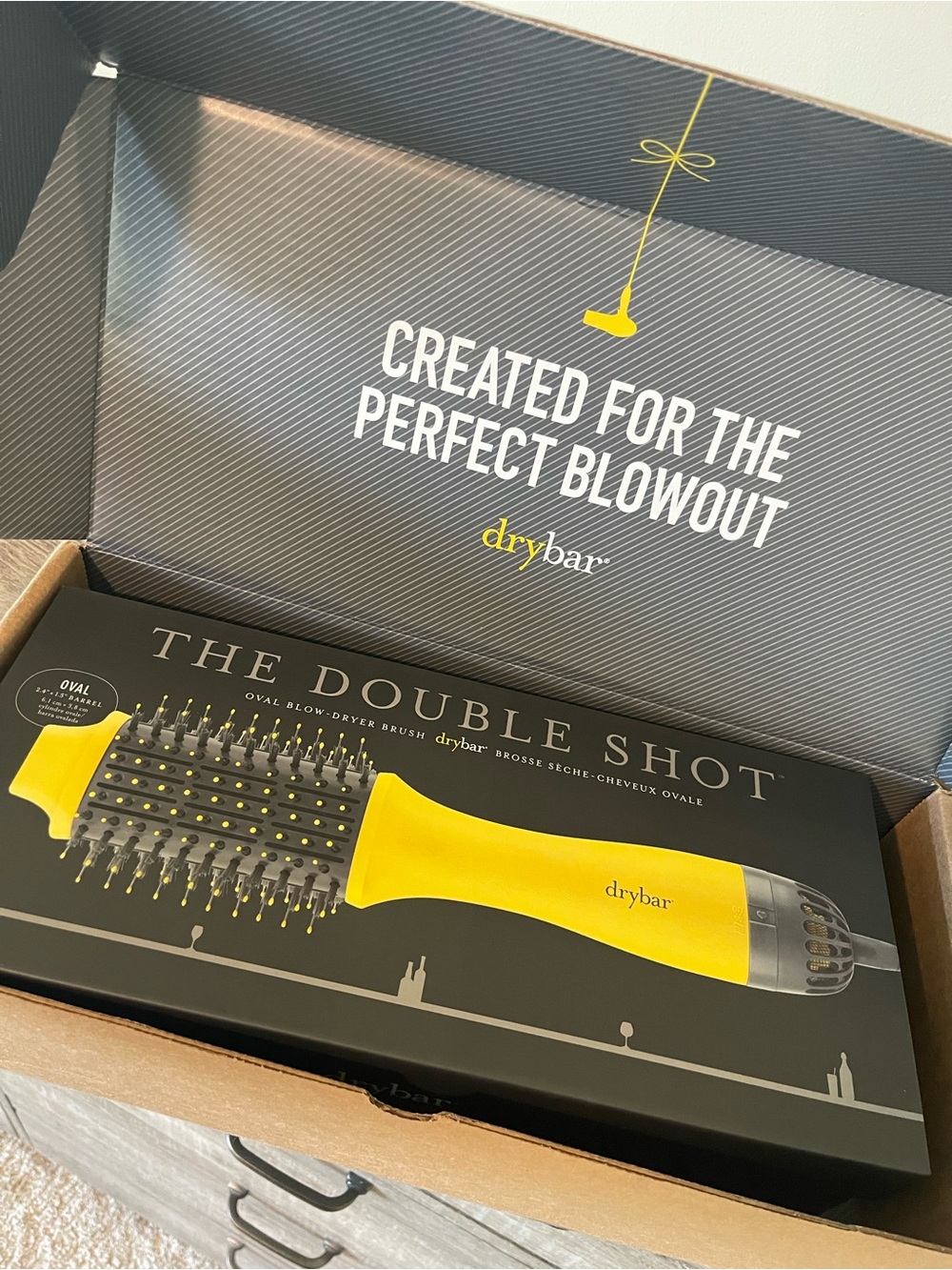 Drybar Double Shot Oval Blow-Dryer Brush in Yellow - Brand New
